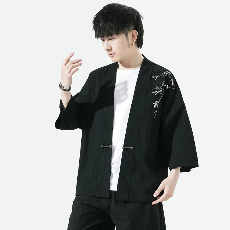 Kimonos | Mens Jacket – Elegant Cotton Kimono with Unique Embroidery 1