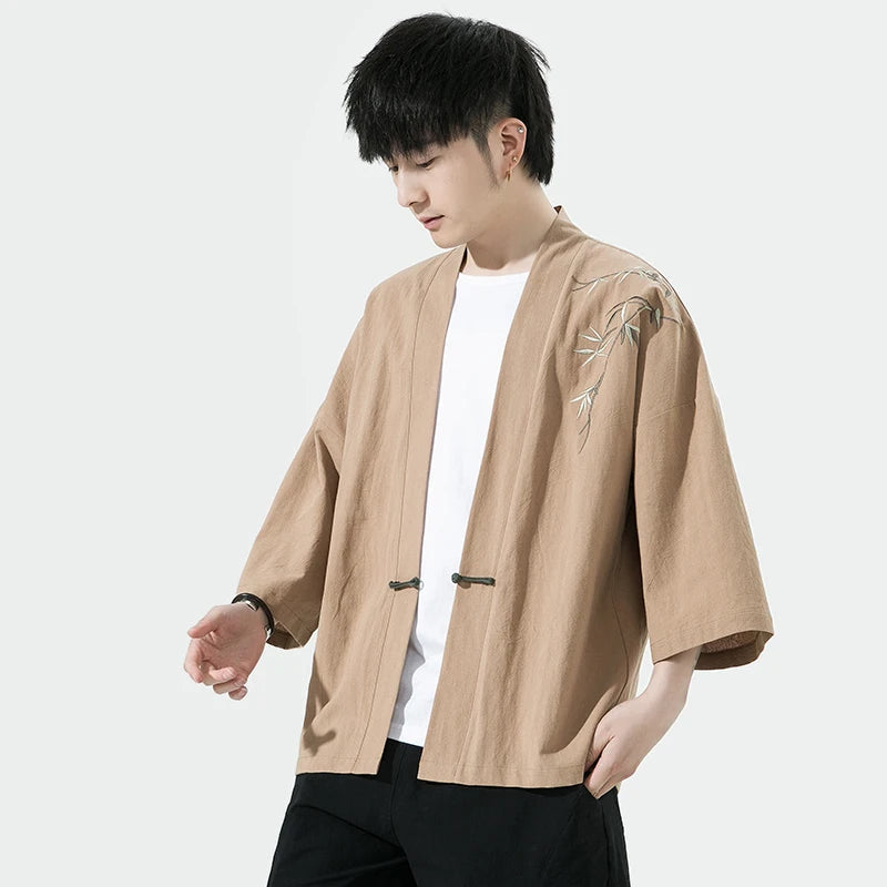 Kimonos | Mens Jacket – Elegant Cotton Kimono with Unique Embroidery 3