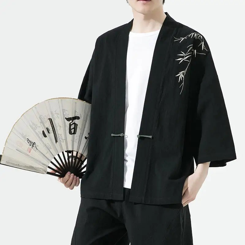 Kimonos | Mens Jacket – Elegant Cotton Kimono with Unique Embroidery 4