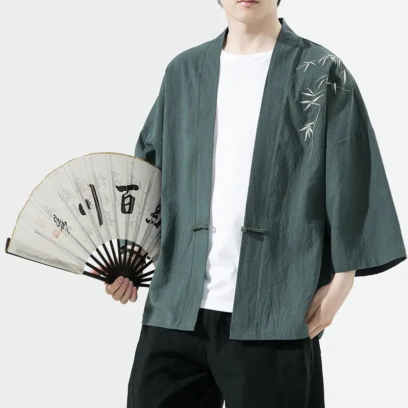Kimonos | Mens Jacket – Elegant Cotton Kimono with Unique Embroidery 5