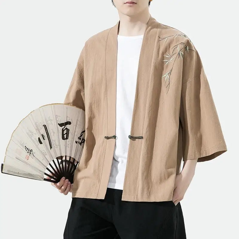 Kimonos | Mens Jacket – Elegant Cotton Kimono with Unique Embroidery 6