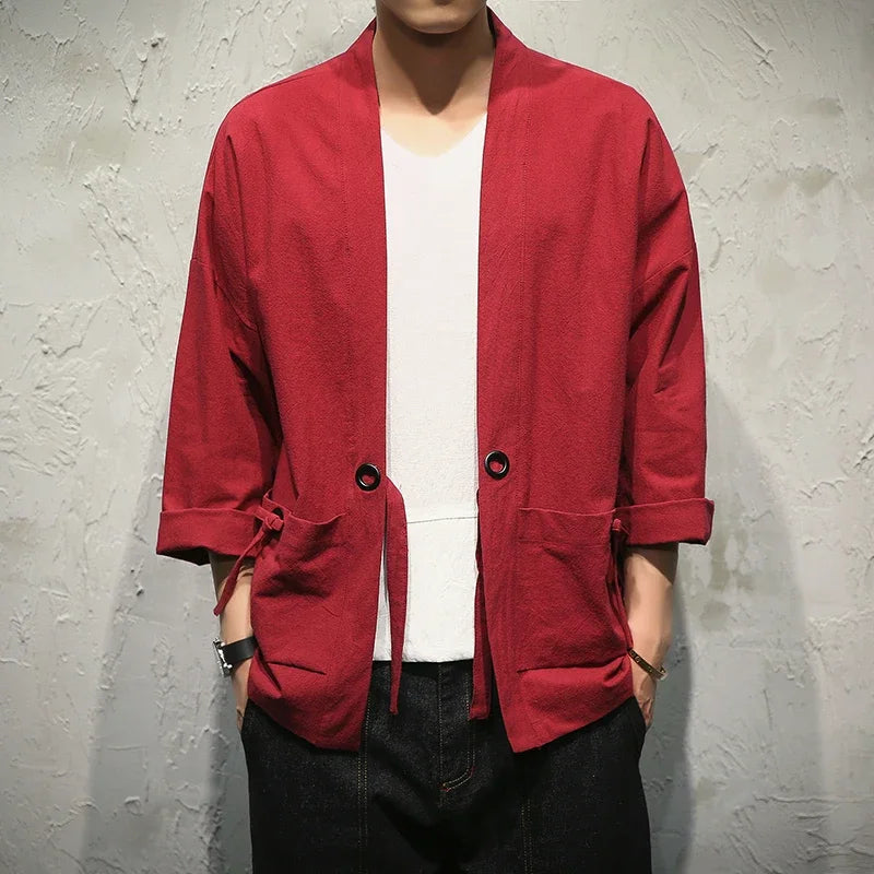 Kimonos | Mens Kimono – Elegant Cotton-Linen Blend Jacket for Special Occasions 1