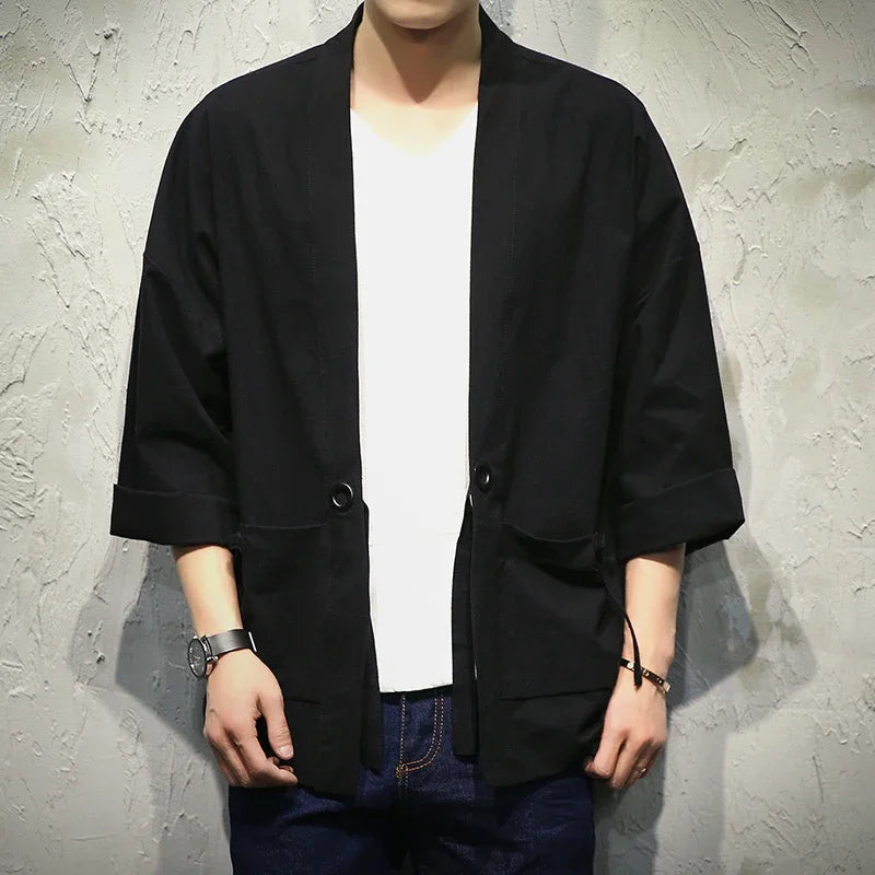 Kimonos | Mens Kimono – Elegant Cotton-Linen Blend Jacket for Special Occasions 3