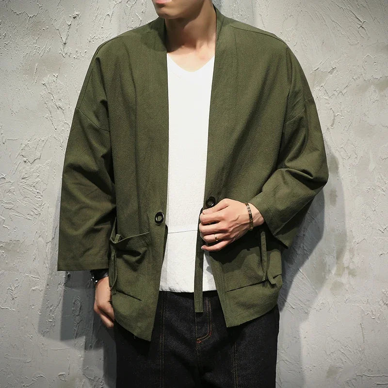 Kimonos | Mens Kimono – Elegant Cotton-Linen Blend Jacket for Special Occasions 4
